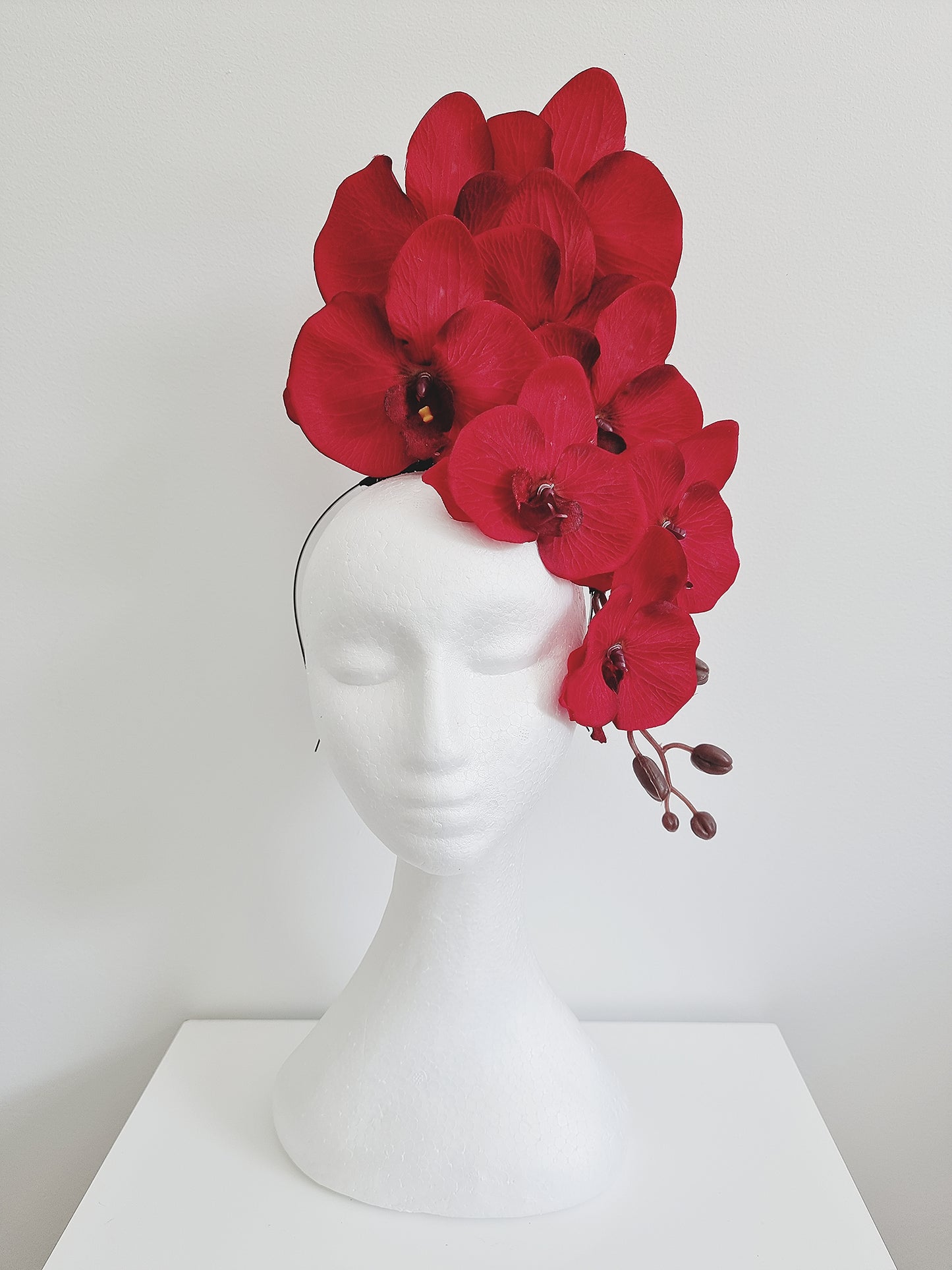 Miss Alexia womens faux orchid flower headband fascinator in Red