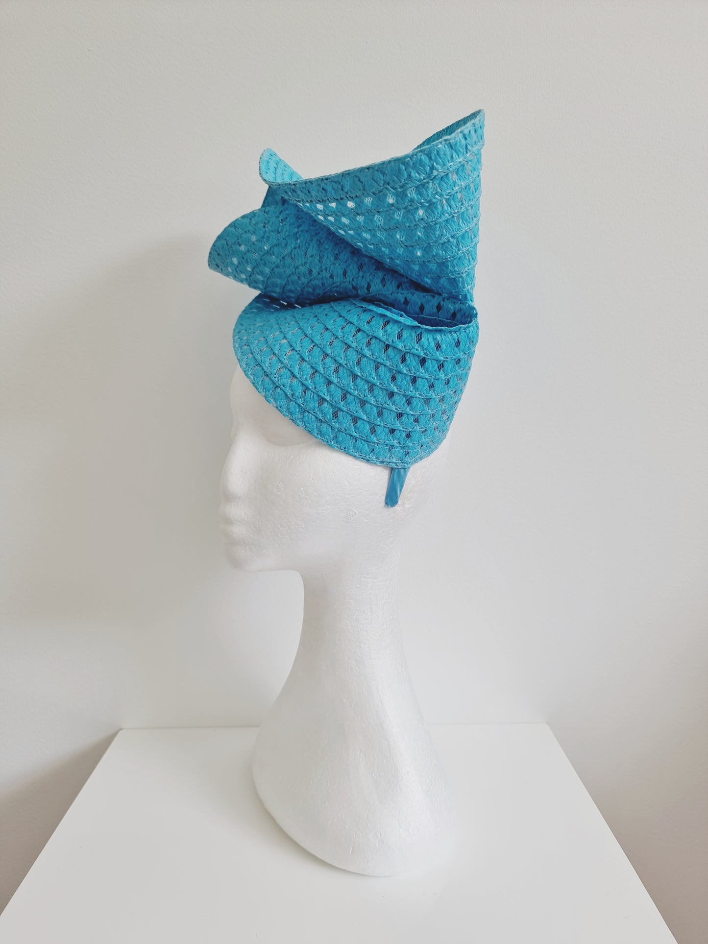 Miss Tara. Womens braided headband fascinator in Sky Blue