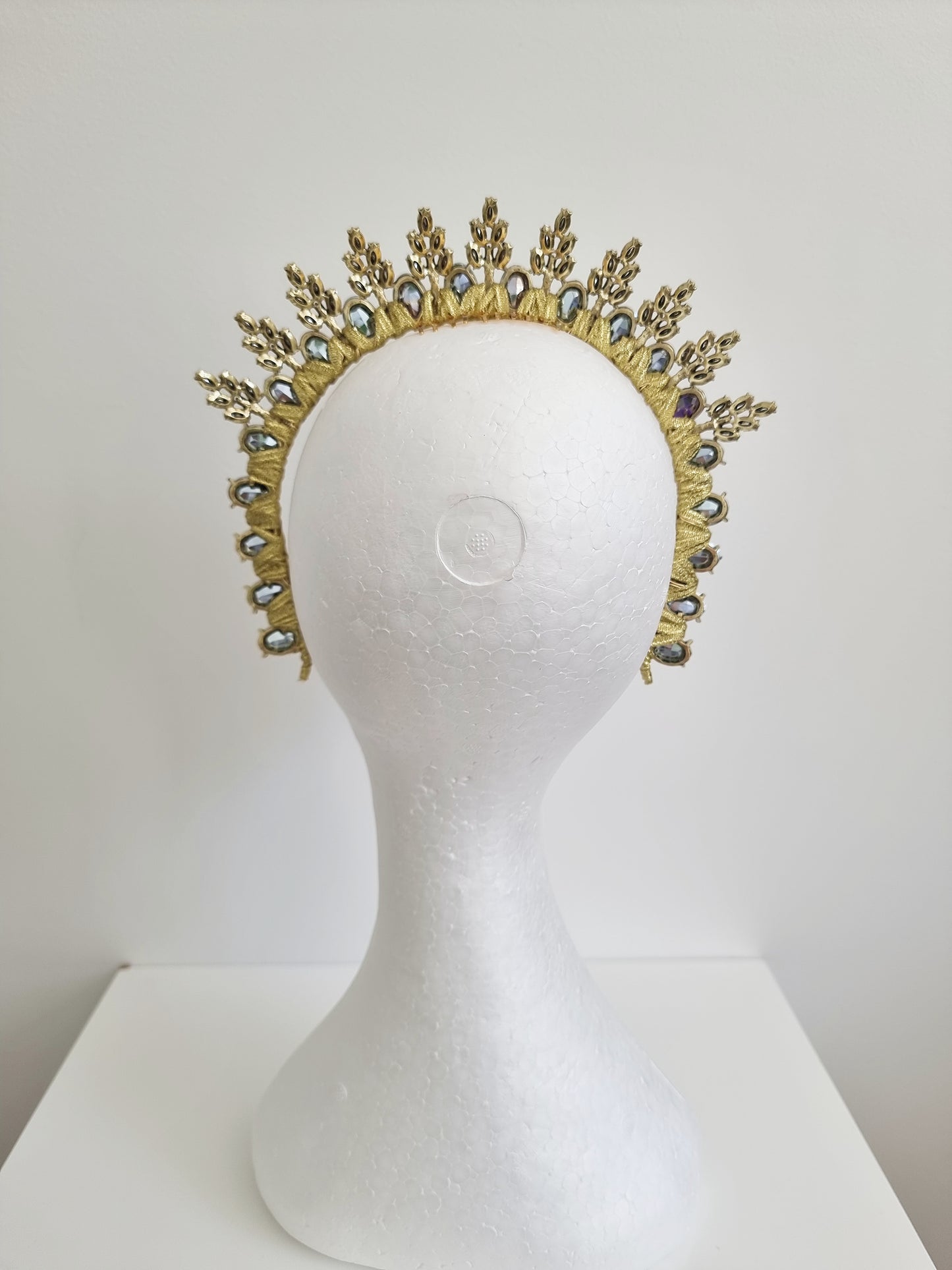Miss Ice Maiden. Womens Oil slick iridescent  rhinestone crown headband