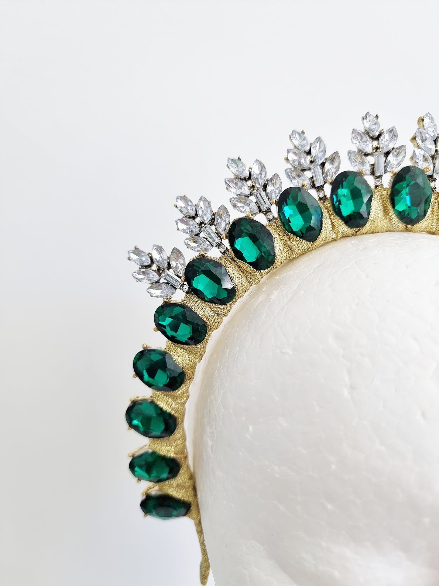 Miss Ice Maiden. Womens Emerald Green rhinestone crown headband
