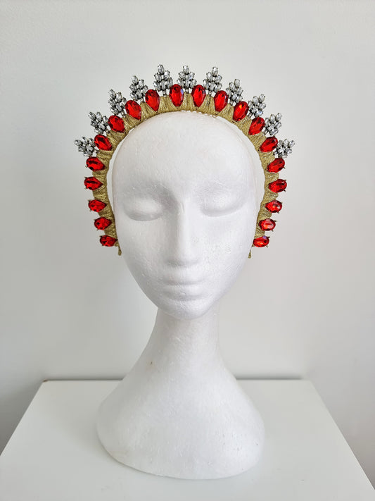 Miss Ice Maiden. Womens Red rhinestone crown headband