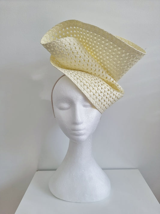 Miss Tara. Womens braided headband fascinator in Cream