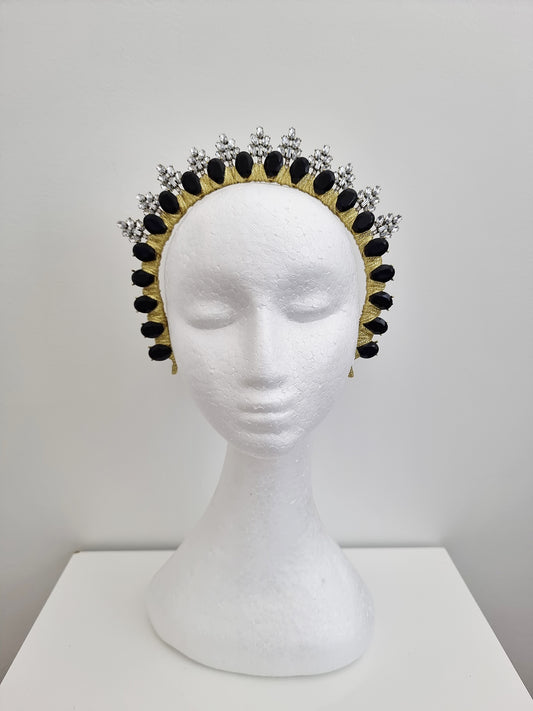 Miss Ice Maiden. Womens Black rhinestone crown headband