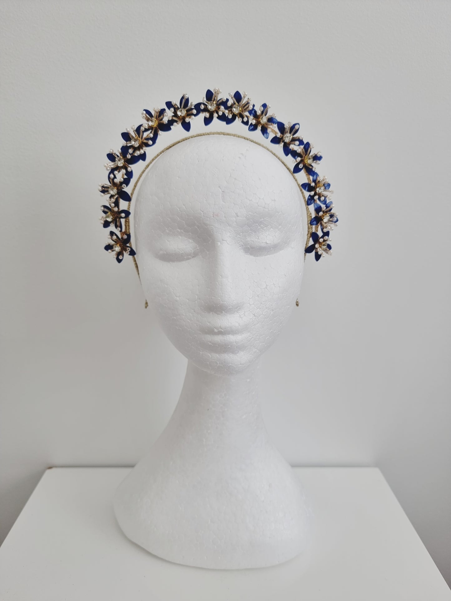 Miss Kiara. Womens flower headband fascinator in Deep Blue