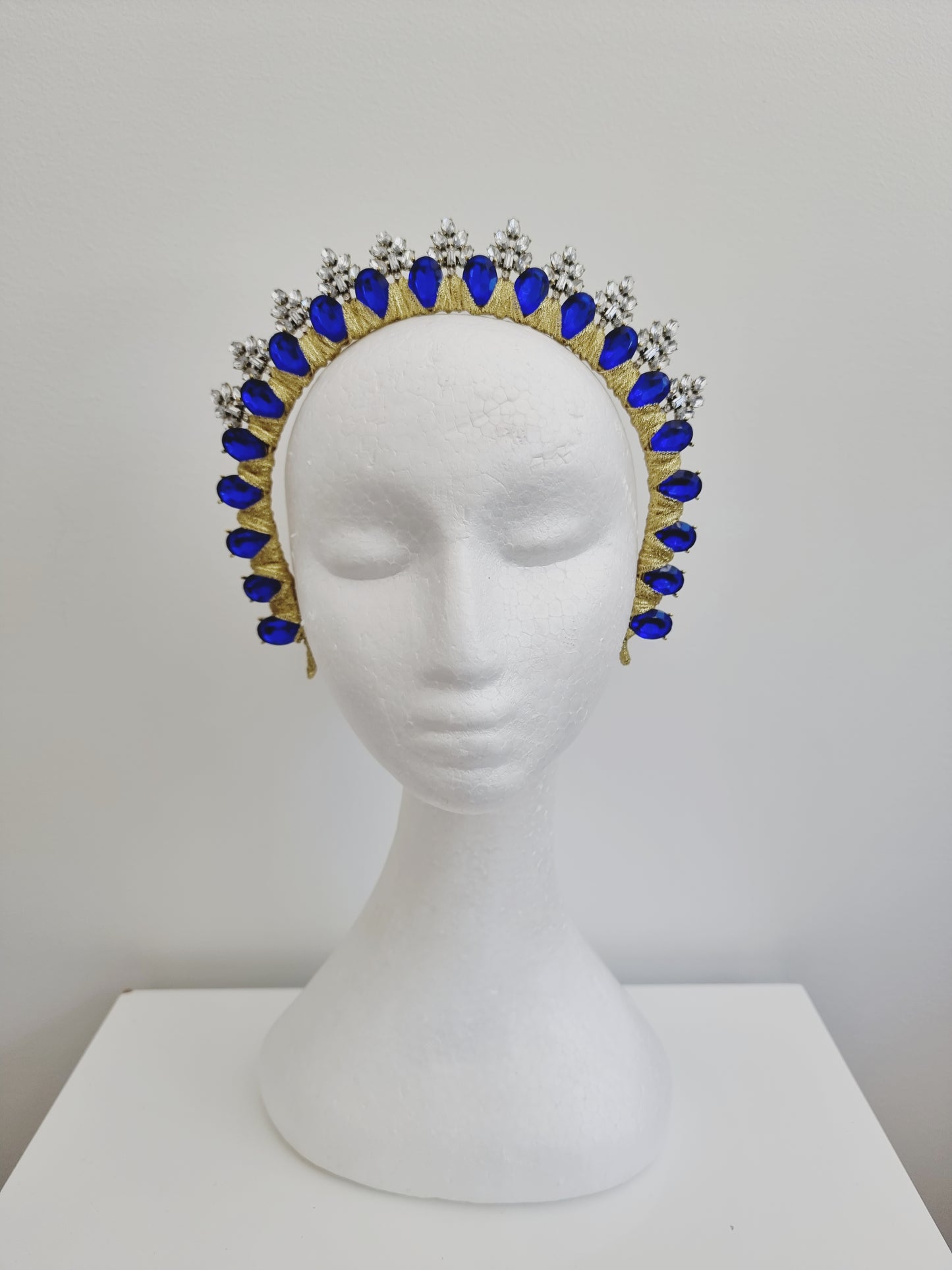 Miss Ice Maiden. Womens Royal Blue rhinestone crown headband